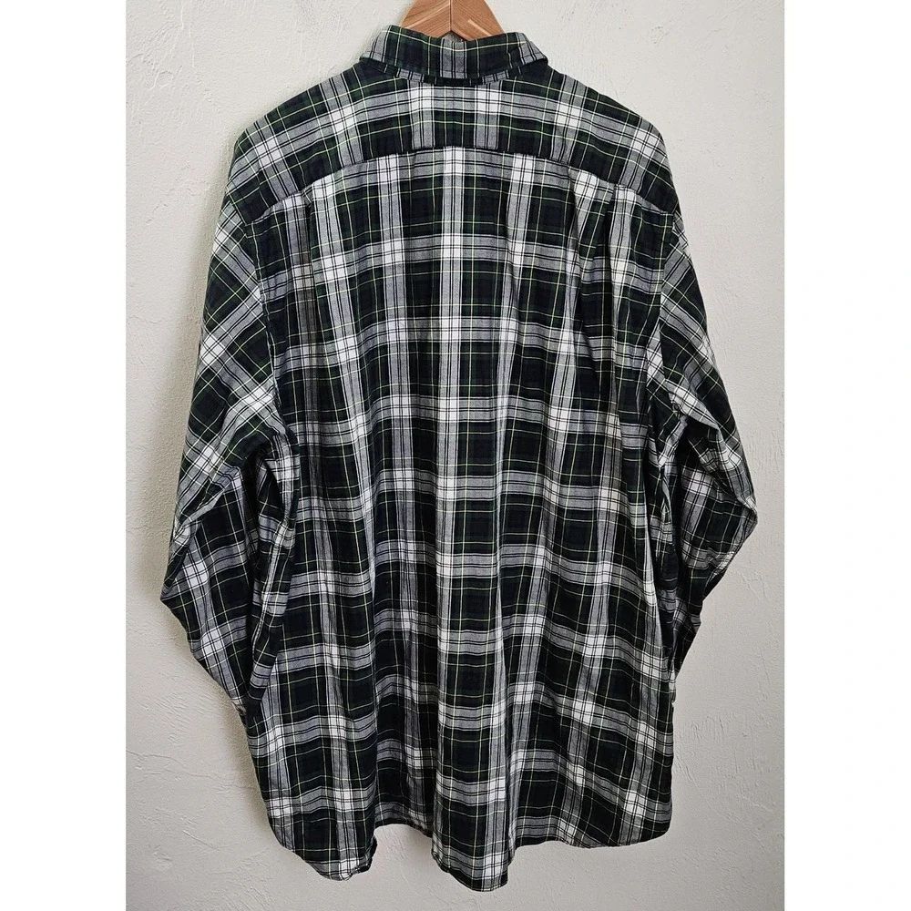 Polo Ralph Lauren Shirt Men Size 2XB Button Up Long Sleeve Green Navy Plaid Pony